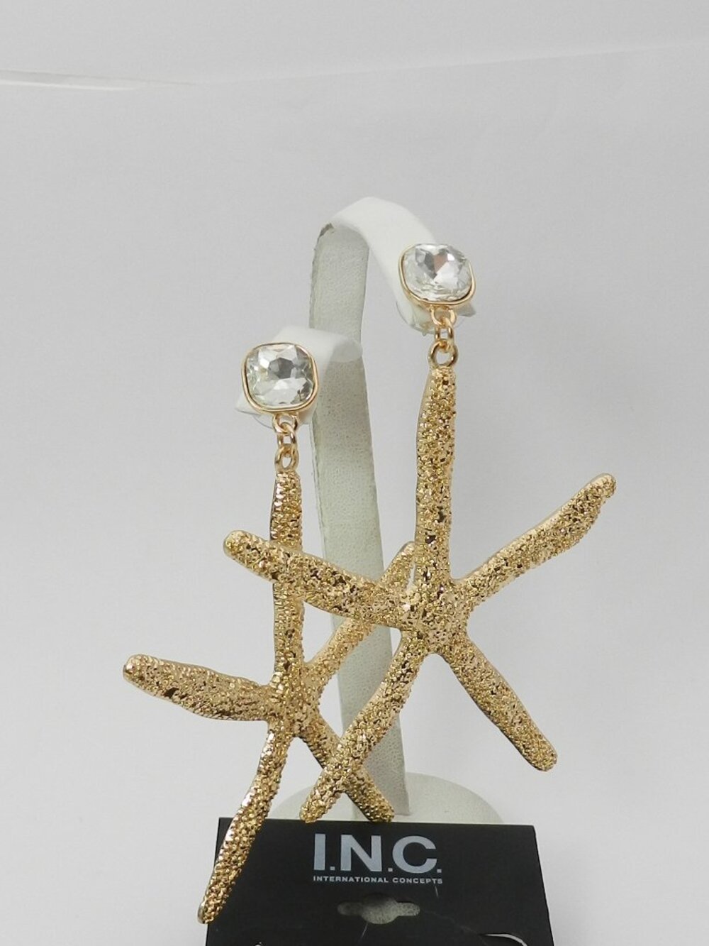 I.N.C. International Concepts Gold-Tone Crystal & Starfish Statement Earrings